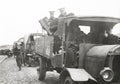 WW1 British Army Truck Convoy Soldiers Loading Supplies Vtg. Photo