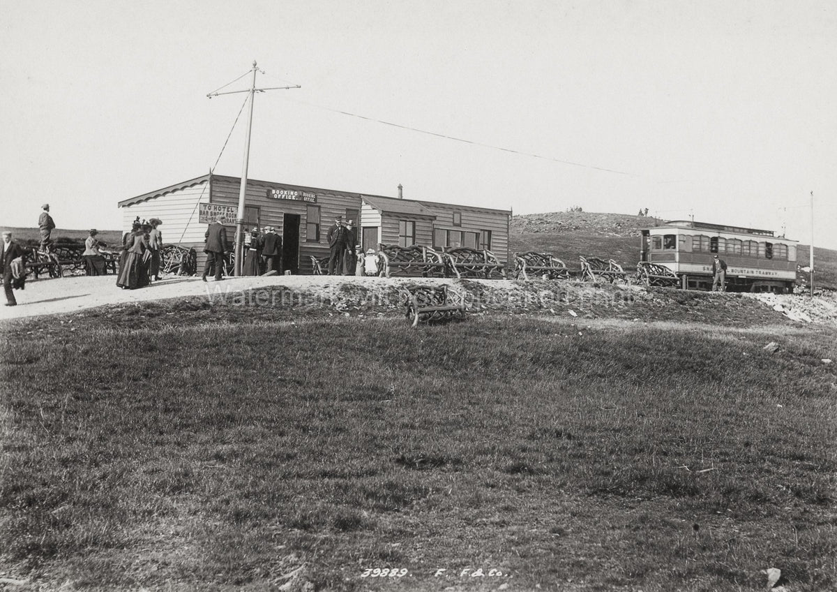 Snaefell Summit Isle Man Mountain Railway Tramway Tourists Vtg. Photo 19thC.