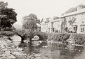 Beddgelert Wales Royal Goat Hotel Stone Bridge River Village Vtg. Photo 19thC.