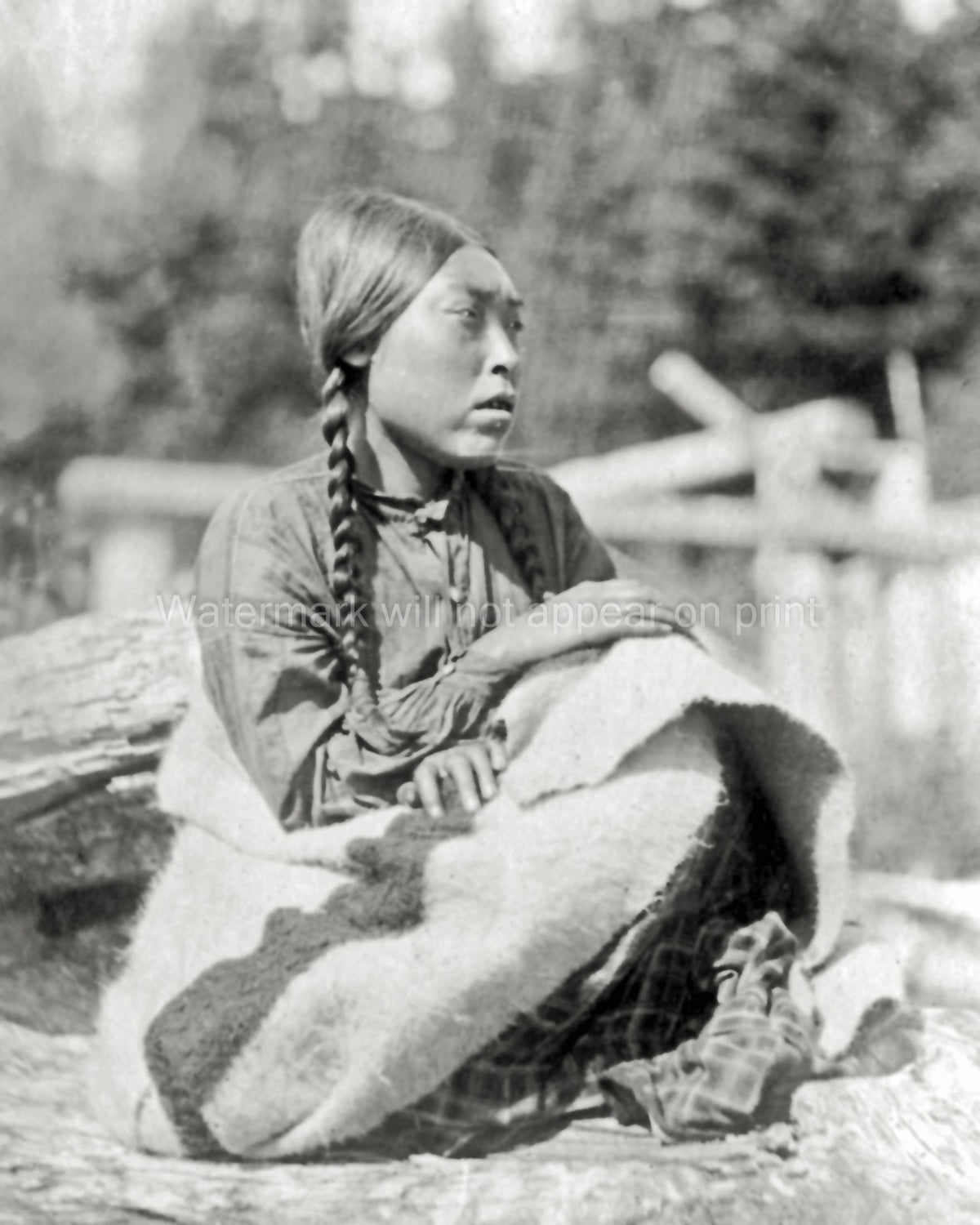 Koskimo Woman Portrait Quatsino Sound Vancouver Island Canada Vtg. Photo 19thC.