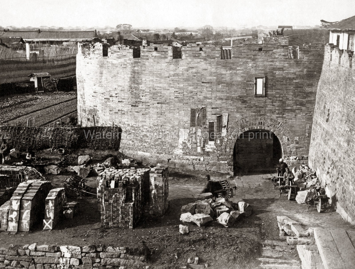 Shanghai China City Walls Gate Bastion Architecture Street Vtg. Photo 20thC.