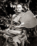 Ceylon Sri Lanka Buddhist Priest Monk Portrait Robes Fan Vtg. Photo 19thC.