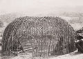 South Africa Native Dwelling Wooden Construction Hut People Vtg. Photo 19thC.