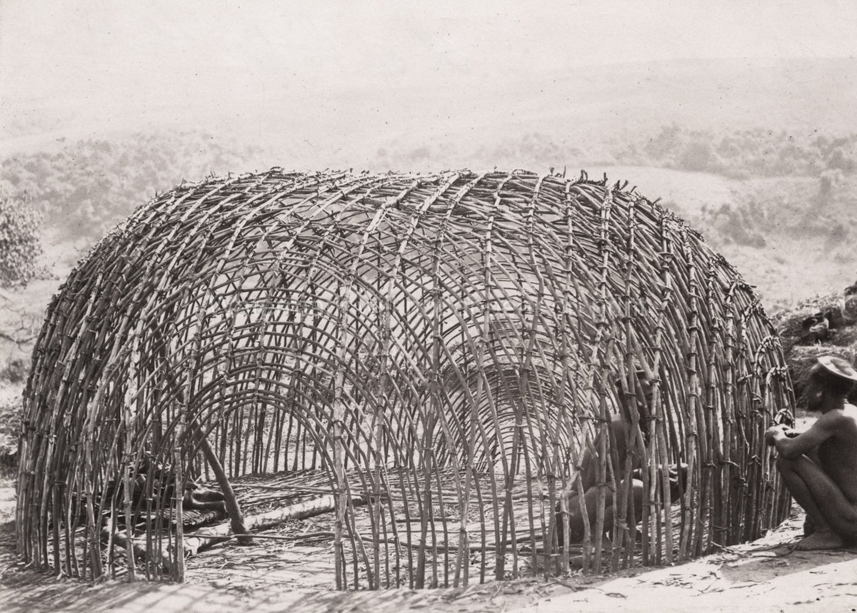 South Africa Native Dwelling Wooden Construction Hut People Vtg. Photo 19thC.