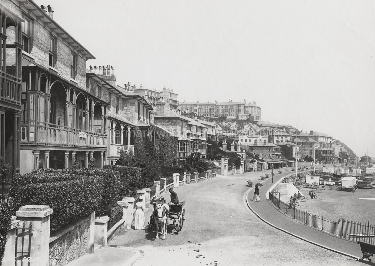 Ventnor Isle Wight Esplanade Horse Cart Seaside Town Beach Vtg. Photo 19thC.