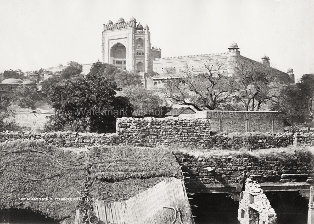 Fatehpur Sikri Great Gate Agra India Mughal Architecture Vtg. Photo 19thC.