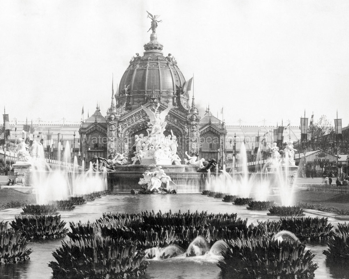 Paris Great Exhibition Chteau d'Eau Fountain Sculpture Vtg. Photo 19thC.