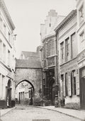 Het Steen Prison Antwerp Belgium Cobblestone Street Archway Vtg. Photo 19thC.