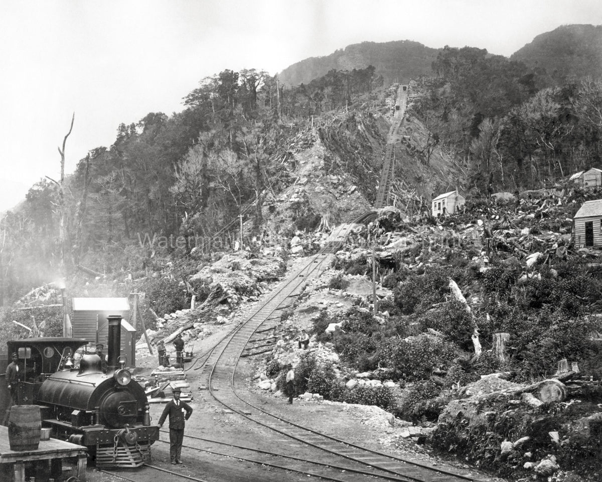 Denniston New Zealand Incline Railway Track Steam Locomotive Vtg. Photo 19thC.