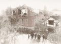 Nagoya Japan Post Office Ruins Earthquake Destruction Crowd Vtg. Photo 19thC.
