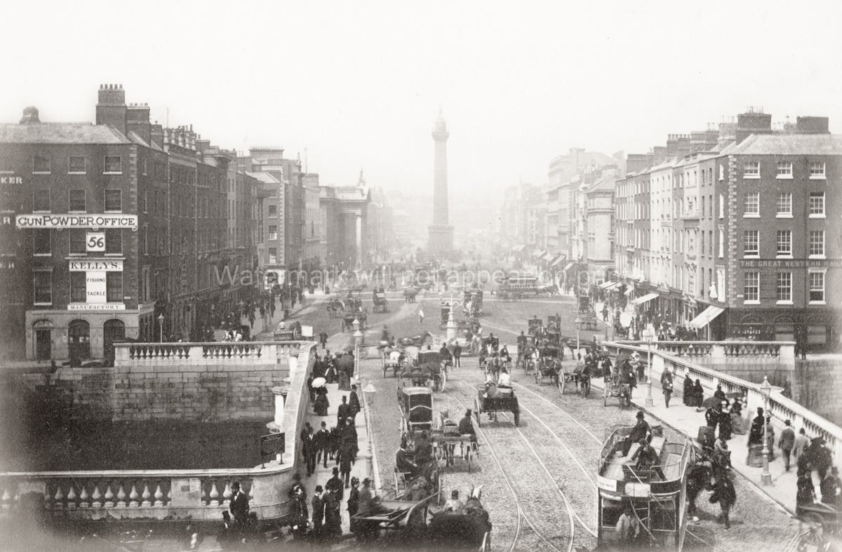 Dublin Sackville Street O'Connell St Traffic Cityscape Trams Vtg. Photo 20thC.