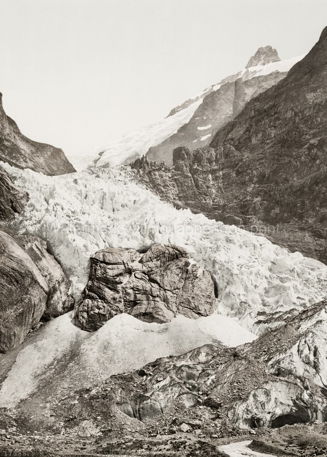 Grindelwald Glacier Switzerland Swiss Alps Mountain Snow Ice Vtg. Photo 19thC.