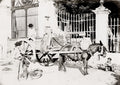 Cuba Mule Cart Donkey Street Scene Vendor People Gate Vtg. Photo 19thC.