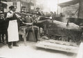 Stratford Mop Fair Roasting Ox Street Scene Crowd Butcher Cook Vtg. Photo 20thC.
