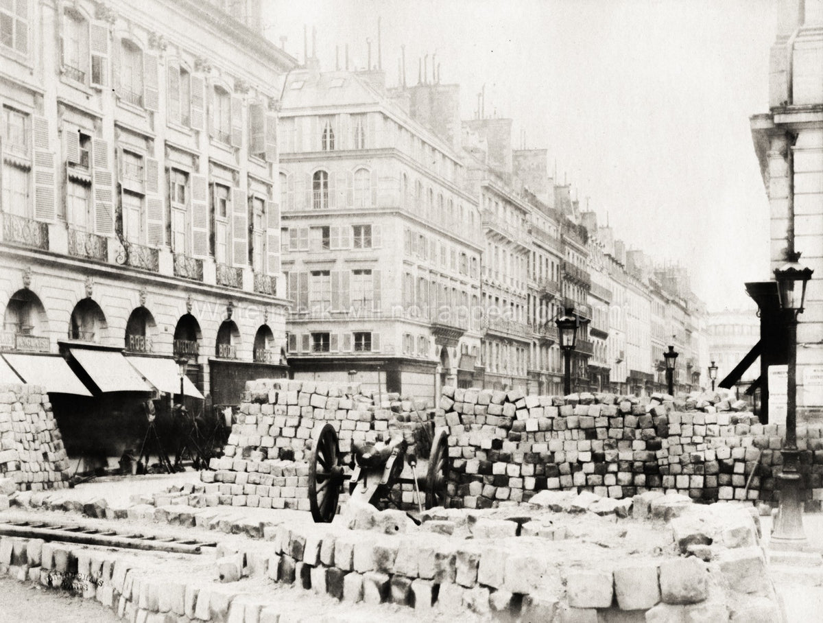 Paris Rue Royale Barricade Commune Revolution Cannon Vtg. Photo 19thC.