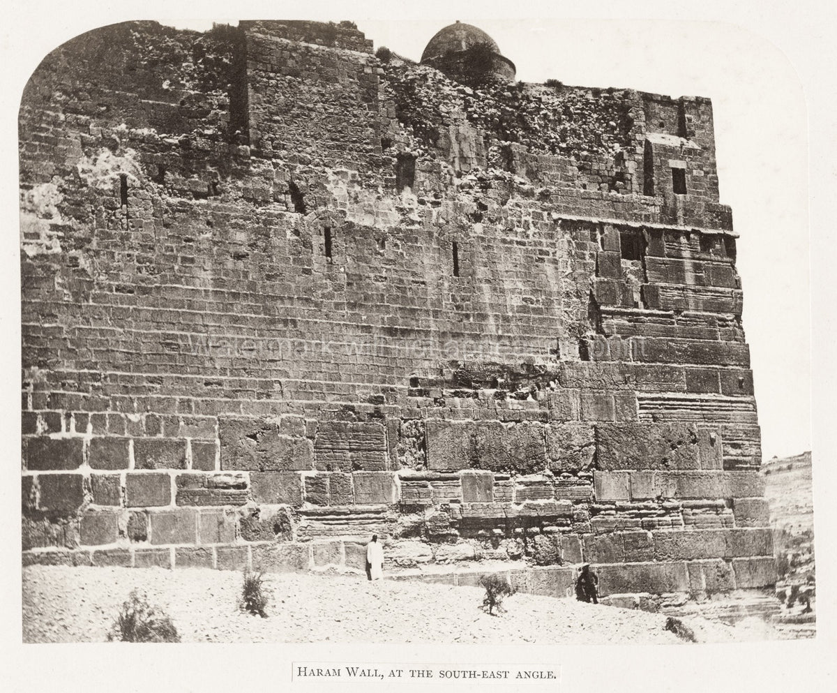 Jerusalem Temple Mount Haram Wall Ancient Ruins Stone Masonry Vtg. Photo 19thC.