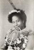 Samoan Woman Pacific Islands Portrait Traditional Dress Fan Vtg. Photo 19thC.