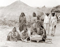 India Hill People Women Grinding Grain Village Huts Vtg. Photo 19thC.