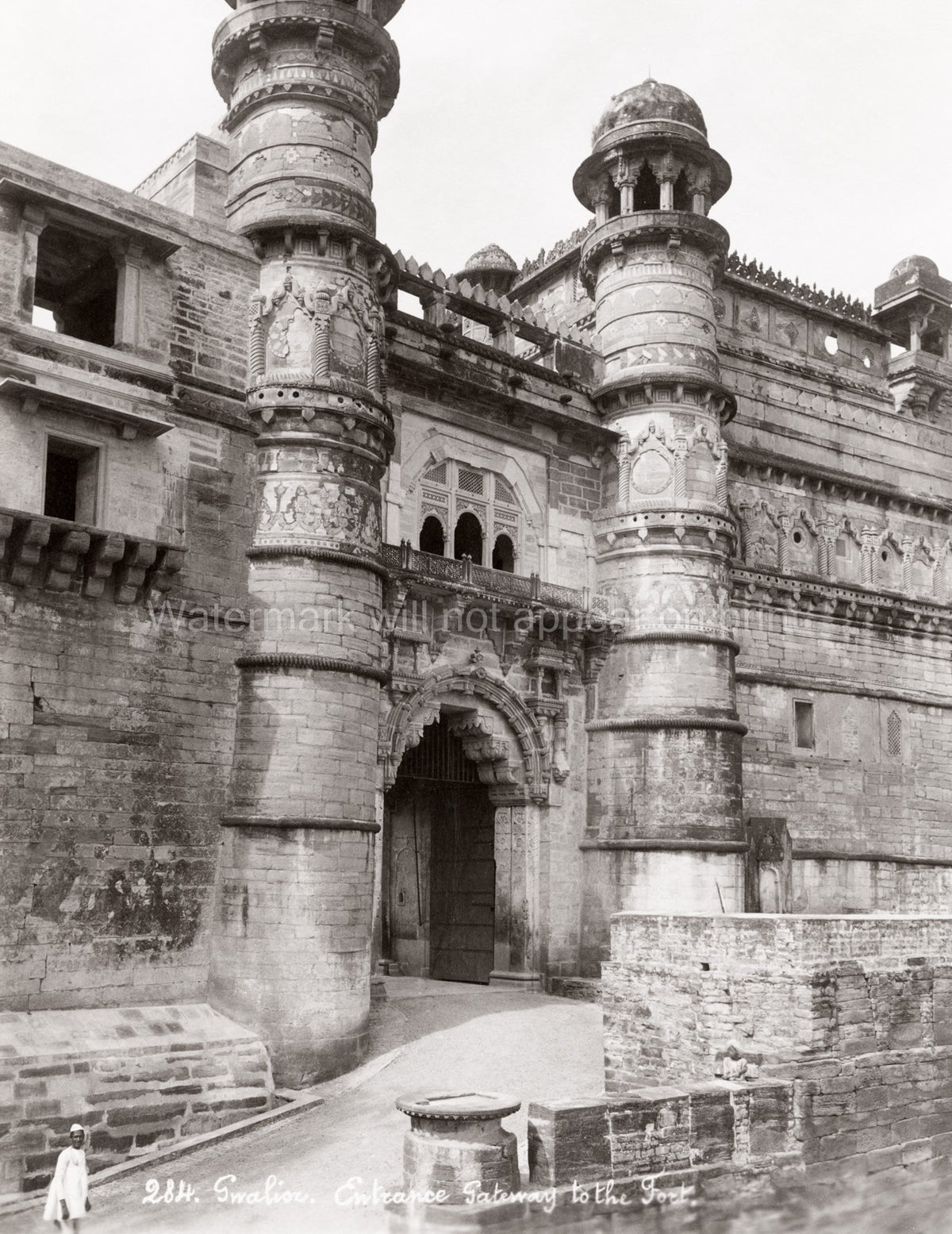 Gwalior Fort India Entrance Gateway Man Mandir Palace Vtg. Photo 19thC.