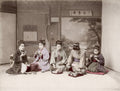 Young Japanese Women Eating Geisha Kimono Traditional Tea Vtg. Photo 19thC.