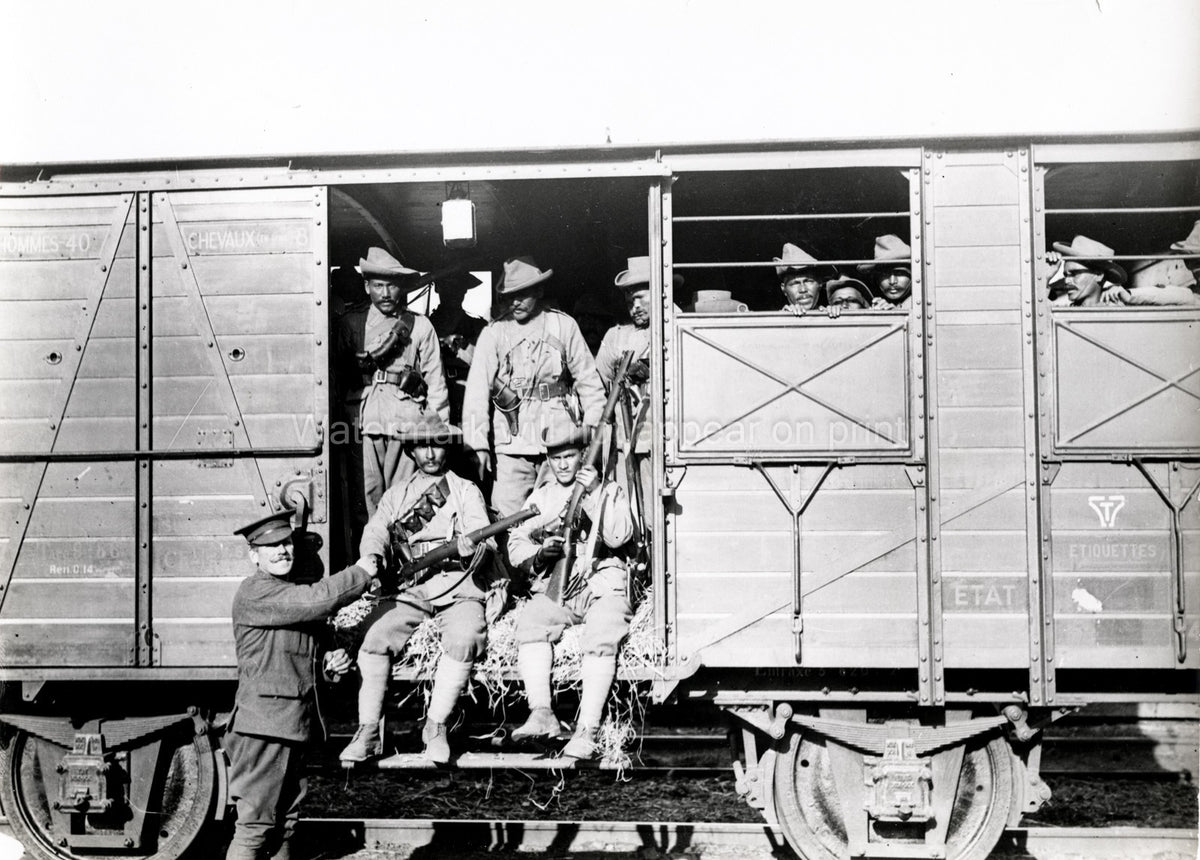 WW1 British Army Gurkhas Soldiers Arriving Front Train Vtg. Photo