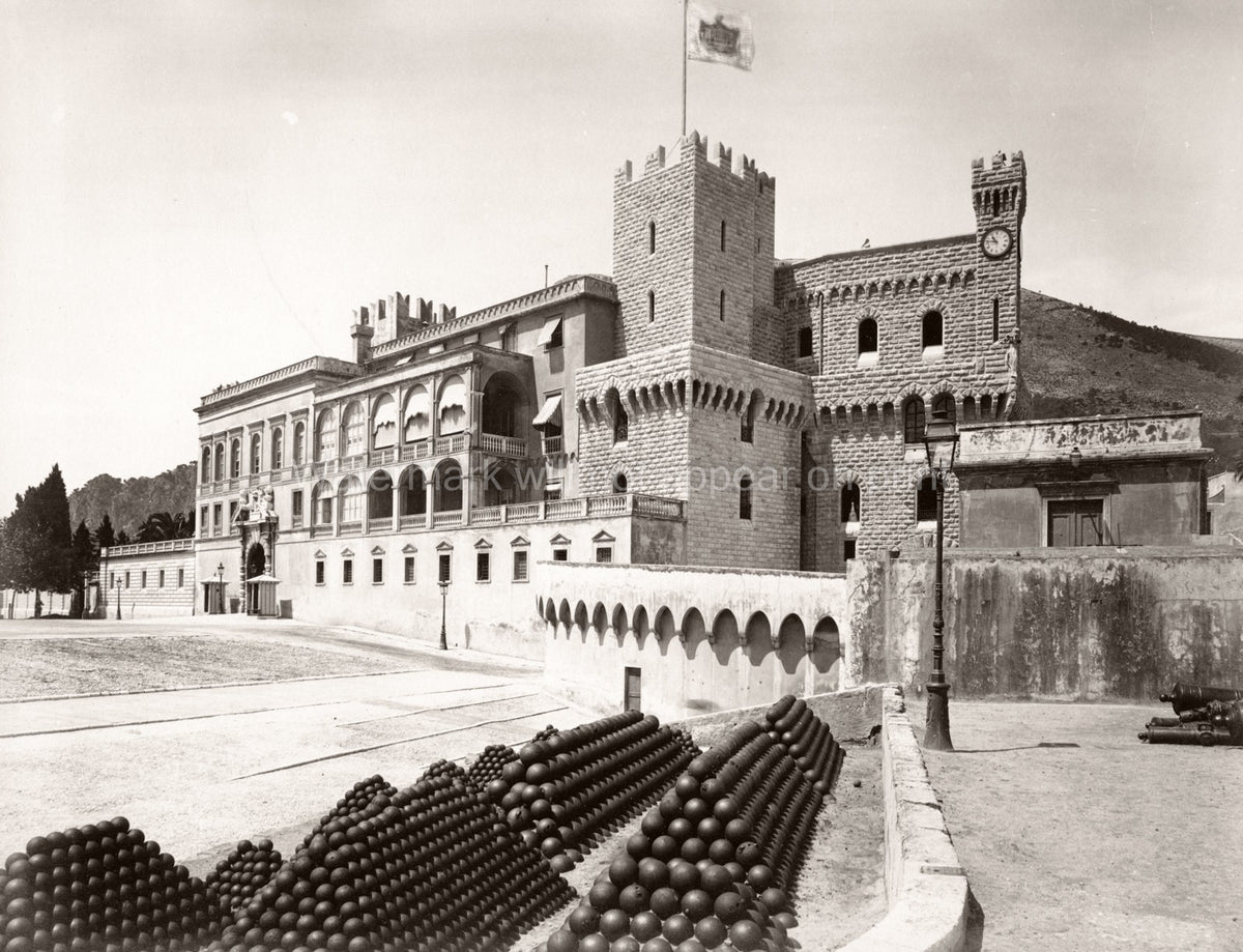 Prince's Palace Monaco Castle Fortress Stacked Cannonballs Vtg. Photo 19thC.