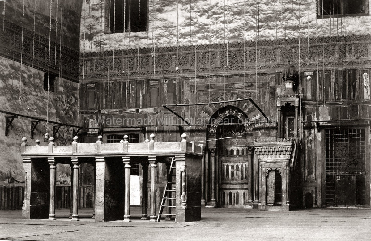 Mosque Sultan Hassan Cairo Egypt Interior Minbar Mihrab Vtg. Photo 19thC.