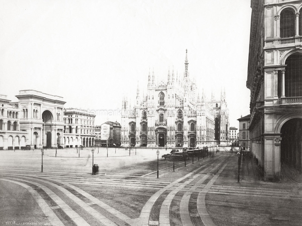 Milan Italy Duomo Cathedral Piazza Square Galleria Vtg. Photo 19thC.