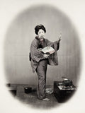 Traditional Japanese Woman Fan Kimono Tea Kettle Vtg. Photo 19thC.