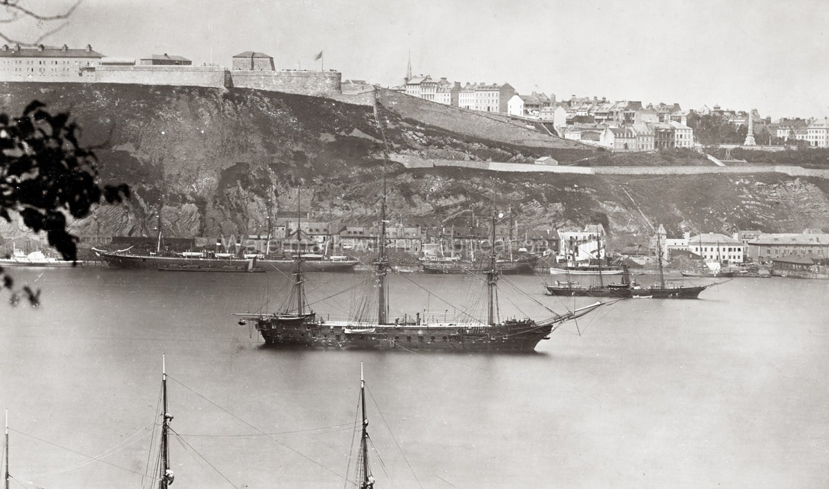 Quebec Harbour Canada French Men War Warships Citadel Vtg. Photo 19thC.