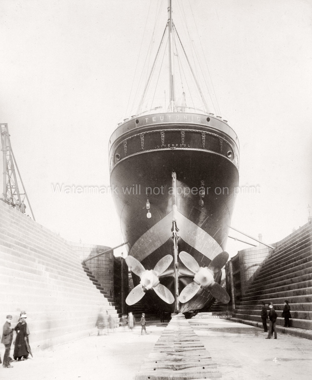 White Star Line RMS Teutonic Ship Propellers Graving Dock Vtg. Photo 19thC.