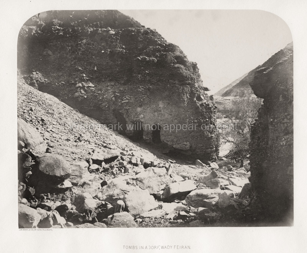 Wady Feiran Tombs Jorf Rocky Canyon Landscape Vtg. Photo 19thC.