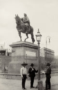 Mexico City Statue Charles IV El Caballito Men Sombrero Vtg. Photo 19thC.
