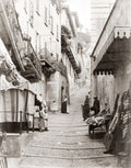 Bellagio Italy Serbelloni Stepped Street Market People Vtg. Photo 19thC.