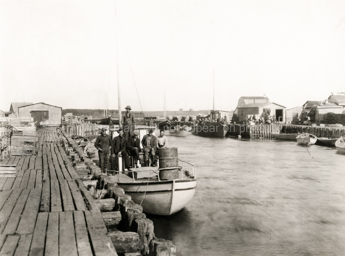 Tignish Run Prince Edward Island Fishermen Boats Harbor Scene Vtg. Photo 20thC.