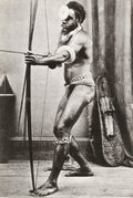 Pacific Islands Trobriand Warrior Archer Bow Shield Vtg. Photo 19thC.