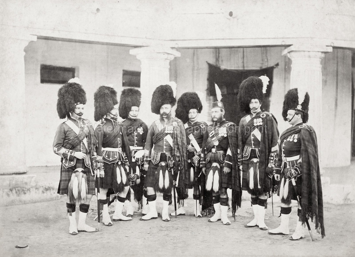 British Army India NCOs 79th Highlanders Soldiers Kilts Vtg. Photo 19thC.