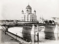 Cathedral Christ Saviour Moscow Russia River Bridge Vtg. Photo 20thC.
