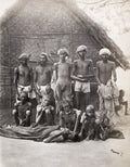 Indian Famine Victims Starving Emaciated Group Hut India Vtg. Photo 19thC.