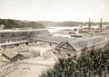 Nagasaki Japan Dockyard Shipyard Harbor Buildings Waterfront Vtg. Photo 19thC.