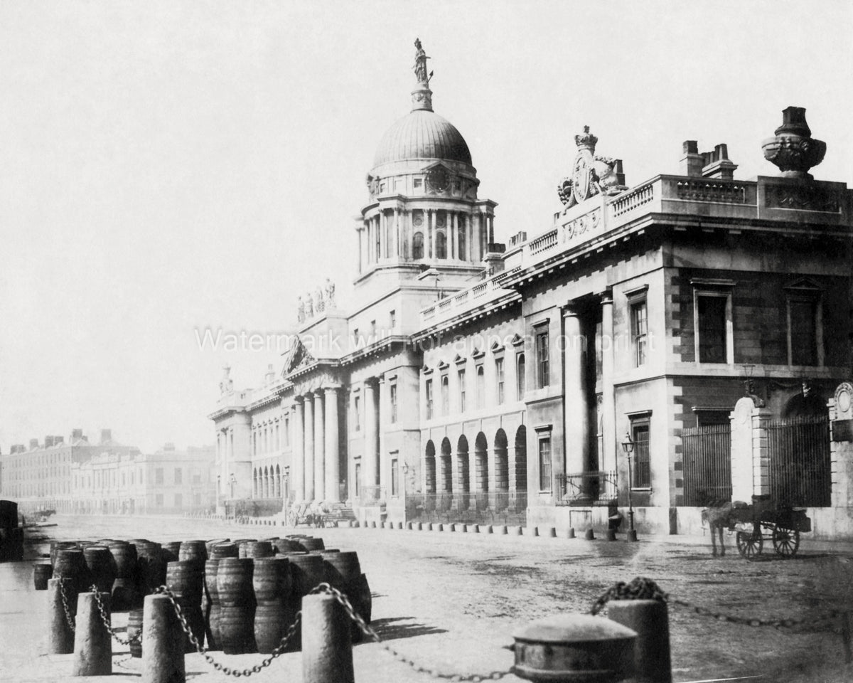 Dublin Ireland Customs House Architecture Quayside Barrels Vtg. Photo 19thC.