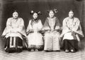 Chinese Women Traditional Manchu Robes Ornate Hairstyles Vtg. Photo 19thC.