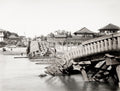 Collapsed Bridge Aftermath Japan Earthquake Damage River Vtg. Photo 19thC.