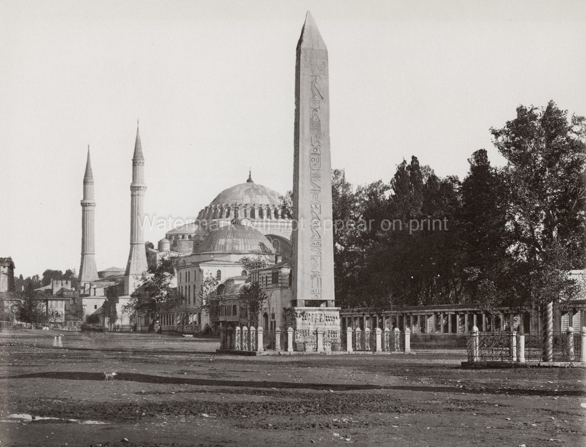 Istanbul Obelisk Thutmose III Hagia Sophia Sultanahmet Vtg. Photo 19thC.