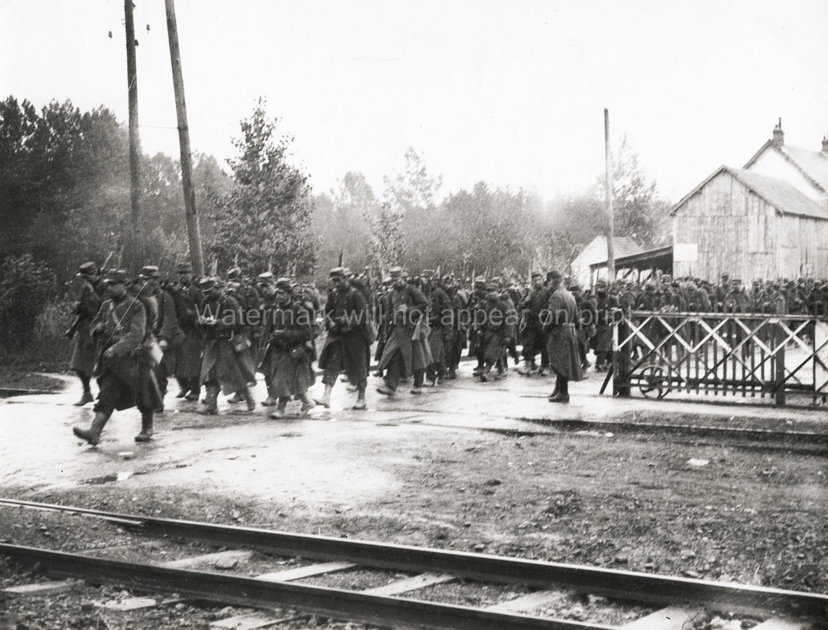 French Troops Marching Oulchy World War Soldiers Vtg. Photo WW1