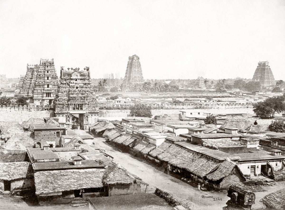 Trichinopoly India Temple Cityscape Gopuram Dravidian Vtg. Photo 19thC.