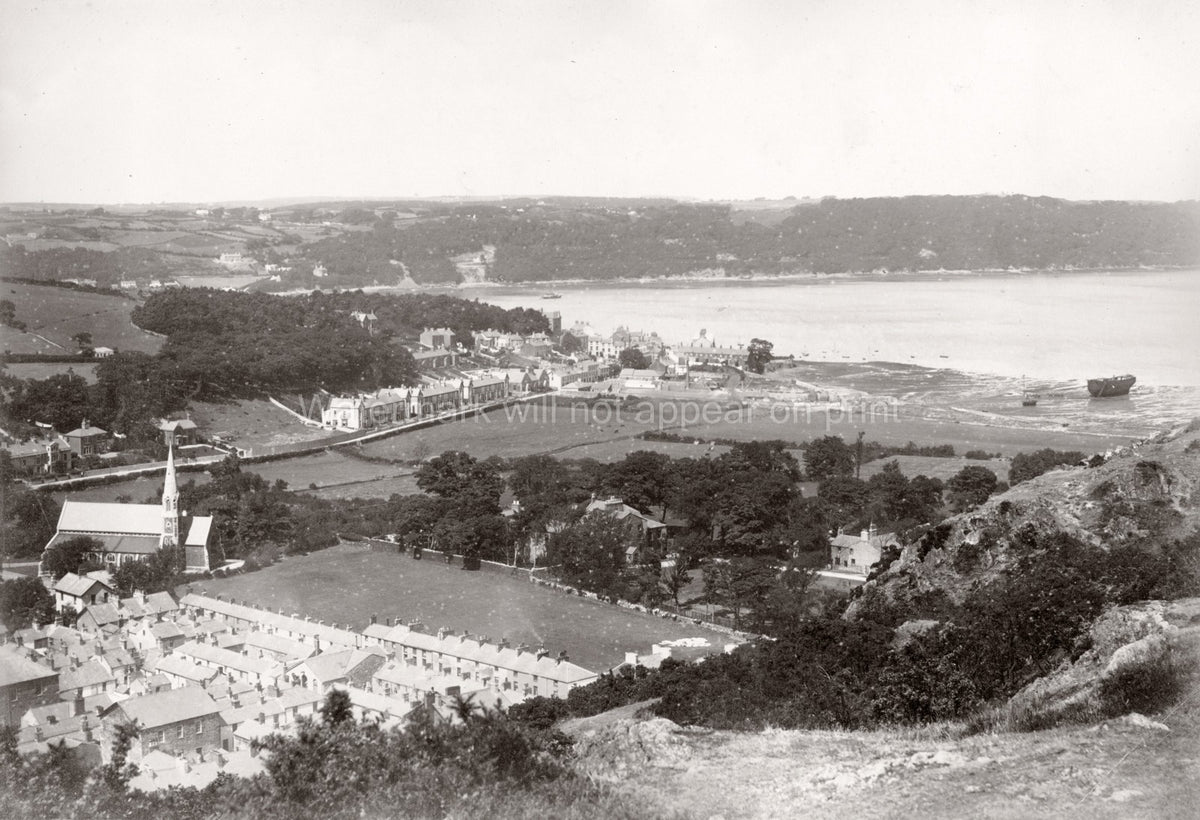 Bangor Wales Menai Strait Coastal Townscape Church Spire Vtg. Photo 19thC.