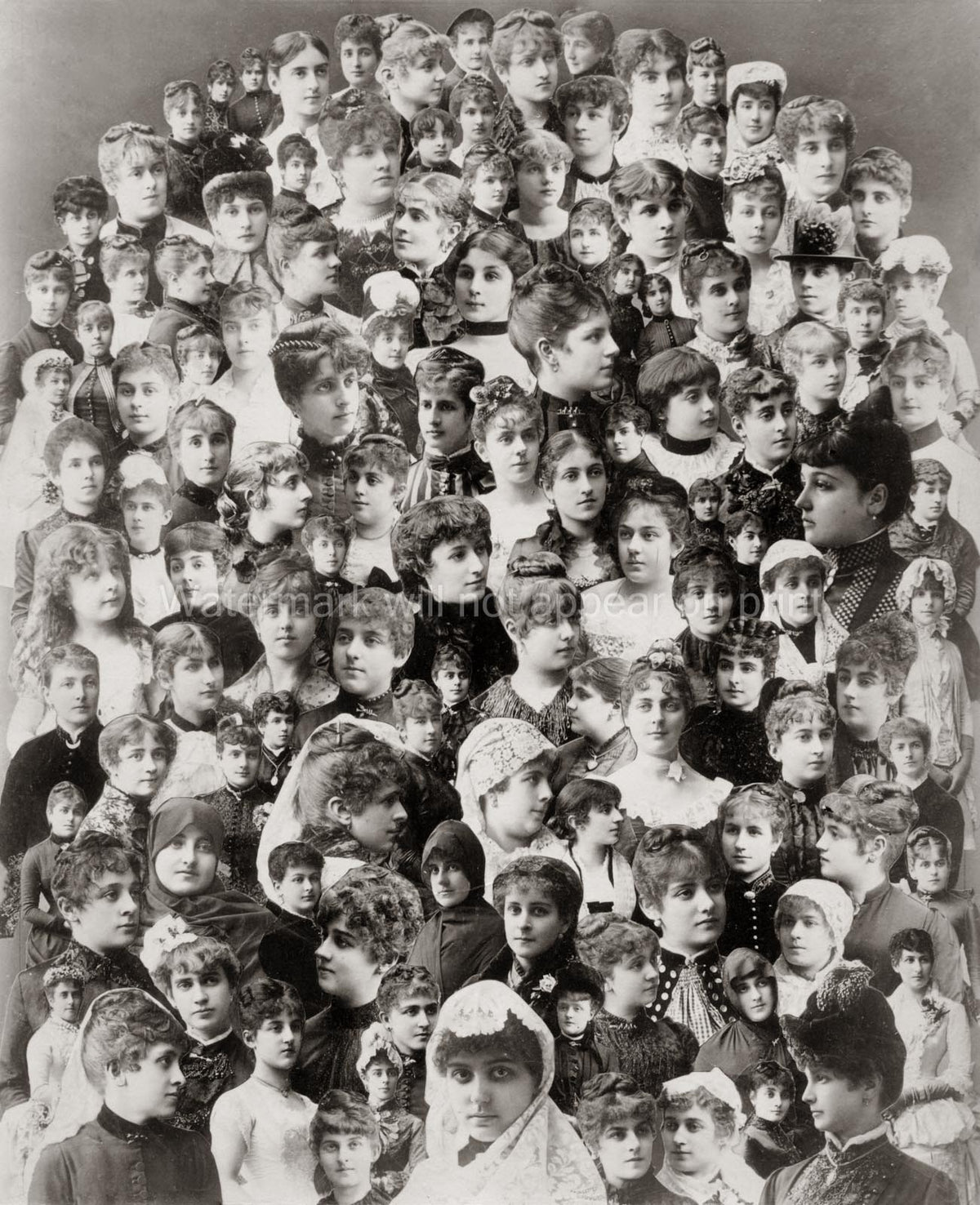 Chile Young Chilean Women Composite Portraits Collage Fashion Vtg. Photo 19thC.