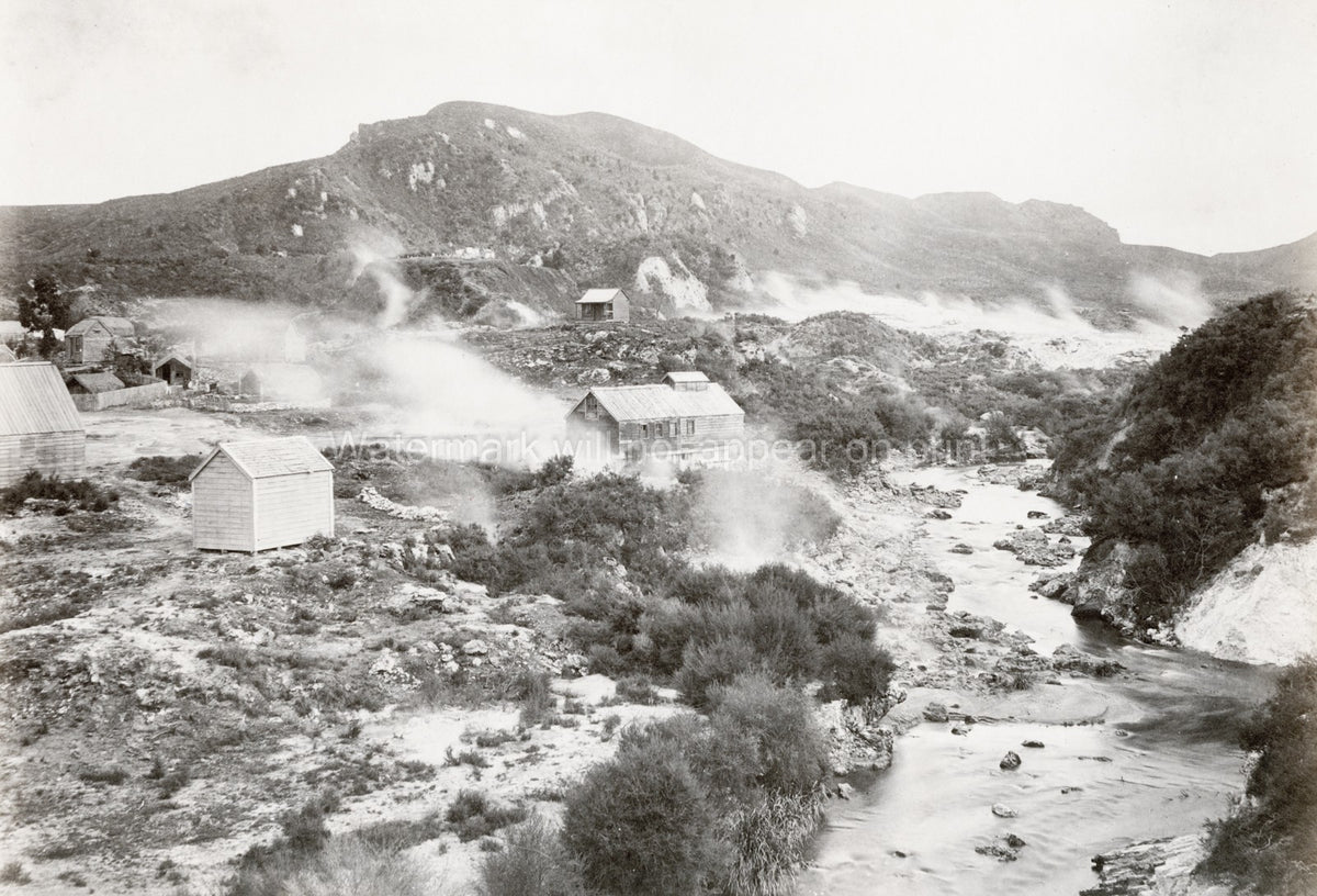 Wairakei Geyser Valley New Zealand Geothermal Steam River Vtg. Photo 19thC.