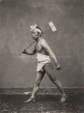 Japan Post Runner Delivering Letter Messenger Barefoot Man Vtg. Photo 19thC.